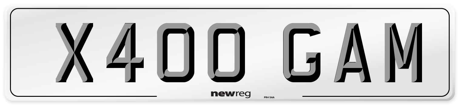 X400 GAM Number Plate from New Reg